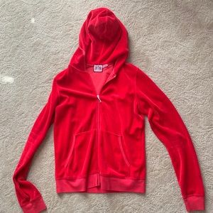 Red Juicy Couture velour jacket with hood